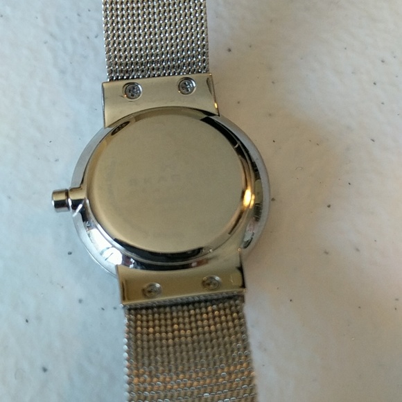 Skagen Dual Tone Mesh Crystal Hour Marker Watch - Picture 4 of 4